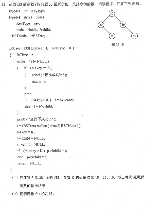 全国2015年10月小自考《数据结构》试题(图10)