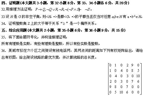 全国2010年4月高等教育离散数学小自考试题