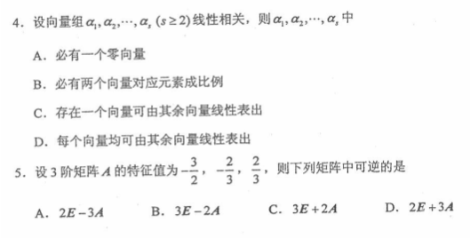 全国2016年4月小自考02198线性代数真题及答案