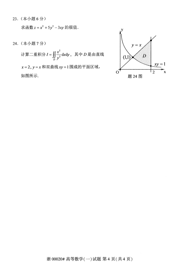 全国2019年10月小自考00020高等数学（一）试题(图4)