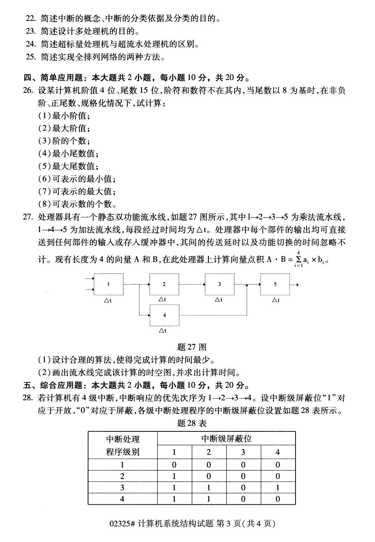 2020年8月四川省自学考试本科计算机系统结构真题(图3)