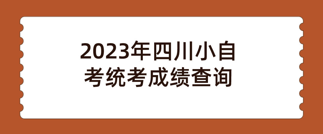 2023年四川小自考统考成绩查询