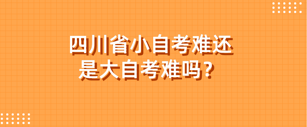 四川省小自考难还是大自考难吗？